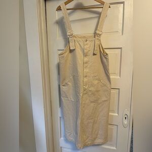 MEALS Large Cream 100% Cotton Overall Jumper Dress